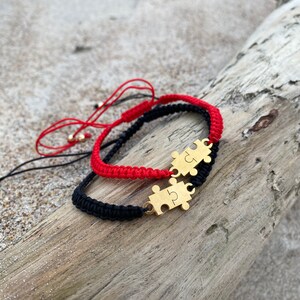 Bracelets For Couples Personalised Friendship Bff Jigsaw Puzzle Black Red String Bracelet image 6