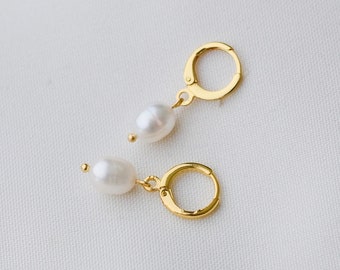 Real freshwater pearl drop earrings | stainless steel earrings