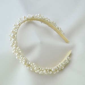 Ivory pearl wedding tiara bridal pearl headband image 8