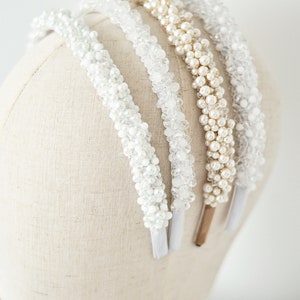 Ivory pearl wedding tiara bridal pearl headband image 7
