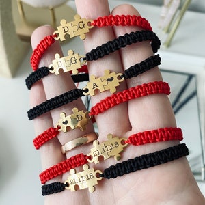 Bracelets For Couples Personalised Friendship Bff Jigsaw Puzzle Black Red String Bracelet image 2