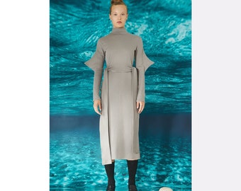 Gray Reef Shark - elastic dress with "flaps" and belt