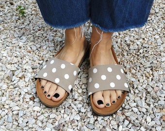 Polka Dots - covers for the 'Ethical Magic Sliders' made of recycled material, for your vegan ucpcyled sandals