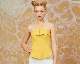 Helsinki - strapless blouse (available in Yellow or  Light Blue color)