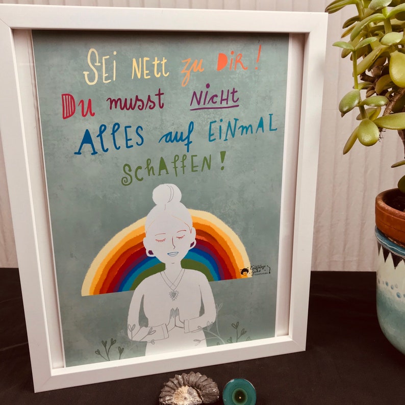 Frauenzeichnung und Spruch Sei nett zu dir Plakat Poster Etsy.de