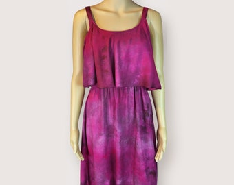 Tie Dye Dress Flounce Top Dress Summer Dress Boho Dress Festival Dress Maxi Dress Pink Purple Dress Baby Shower Maternity