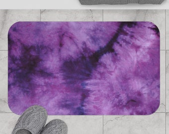 Tie Dye Bath Mat Kitchen Mat Purple Plum Violet Memory Foam Fleece Top Bathroom Mat