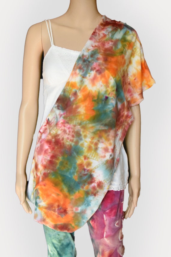 Infinity ScarfCotton Jersey ScarfTie Dye ScarfTeal Orange Etsy