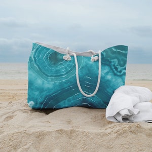 Beach Bag, Tie Dye Bag, Large Tote, Shoulder Bag, Oversize Tote, Teal Beach Tote, Summer Bag, Summer Tote, Grocery Tote, Reusable Bag image 1