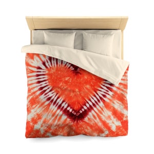 Tie Dye Bedding Duvet Cover Comforter Cover Heart Maroon Coral Orange Blanket Cover Queen Twin Pillow Sham image 1