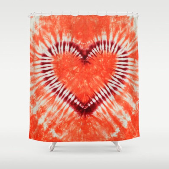Tissu douche Rideau-coeur Marron Orange corail Tie Dye-décoratif ... Tissu douche Rideau-coeur Marron Orange corail Tie Dye-décoratif ...