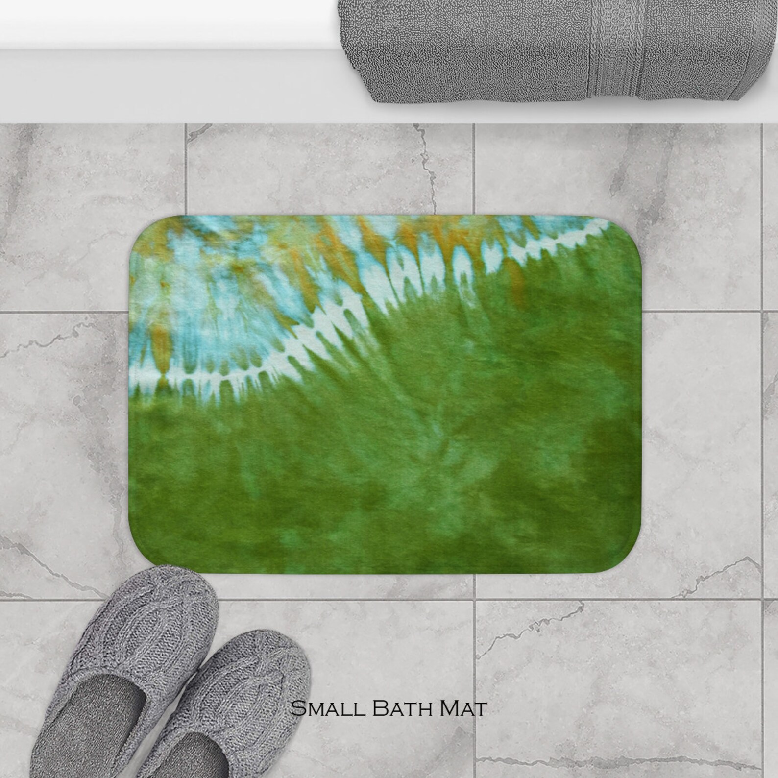 Tie Dye Bath Mat Kitchen Mat Green Blue Yellow Memory Foam Etsy