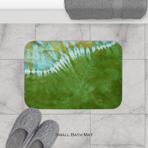 Tie Dye Bath Mat Kitchen Mat Green Blue Yellow Memory Foam Fleece Top Bathroom Mat image 2