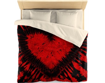 Tie Dye Bedding Duvet Cover Comforter Cover Heart Red Black Blanket Cover  Queen Twin Pillow Sham