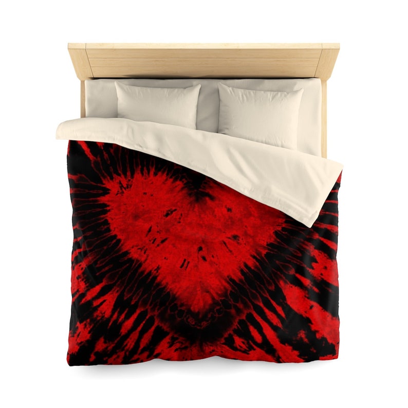 Tie Dye Bedding Duvet Cover Comforter Cover Heart Red Black Blanket Cover Queen Twin Pillow Sham image 1