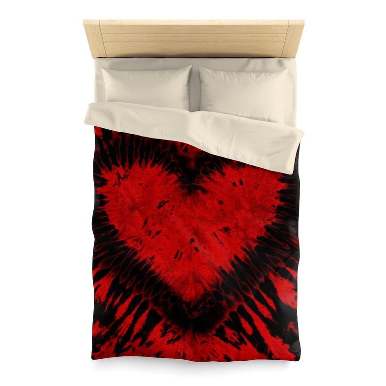 Tie Dye Bedding Duvet Cover Comforter Cover Heart Red Black Blanket Cover Queen Twin Pillow Sham image 2