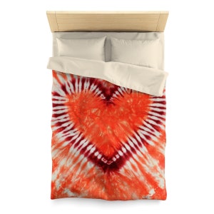 Tie Dye Bedding Duvet Cover Comforter Cover Heart Maroon Coral Orange Blanket Cover Queen Twin Pillow Sham image 2