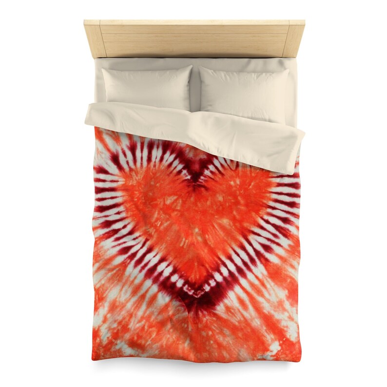 Tie Dye Bedding Duvet Cover Comforter Cover Heart Maroon Coral Orange Blanket Cover Queen Twin Pillow Sham image 2