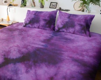 Purple Duvet Cover, Tie Dye Bedding, Purple Bedding, Purple Bedroom, Hippie Bedroom, Bedroom Set, Gift for Her, Girls Bedroom