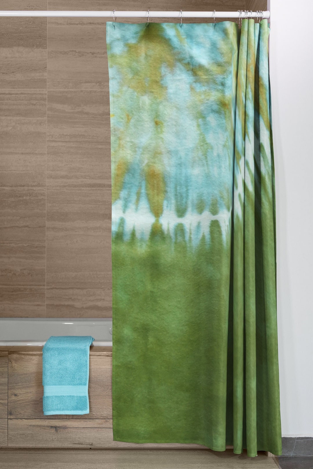 Tie Dye Shower Curtain Green Shower Curtain Green Bathroom Etsy