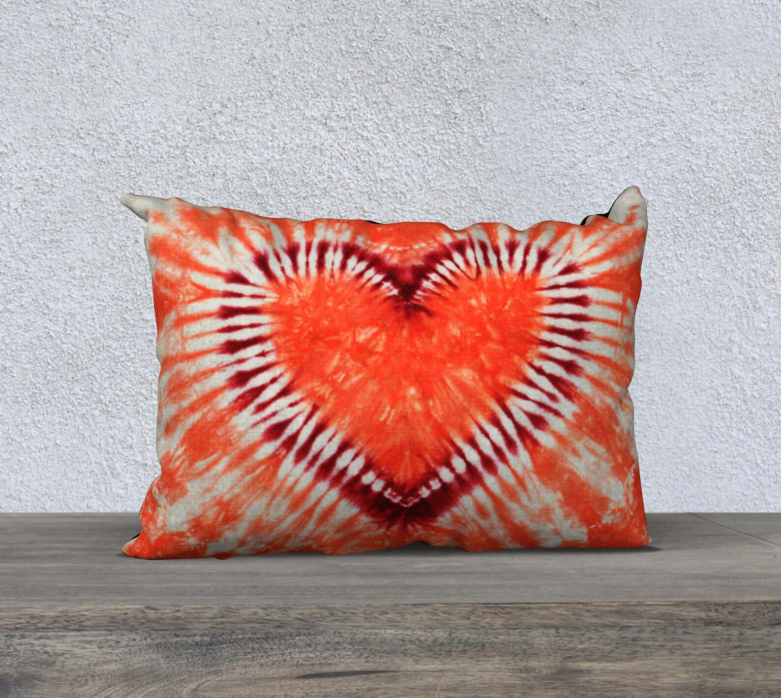 Outdoor Tie Dye Throw Pillow Heart Maroon Orange Etsy