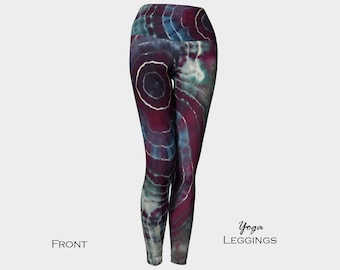 Tie Dye Leggings-Women's Leggings-Yoga Leggings - Capri Leggings- Yoga Capri - Geode Purple Green Circles Tie Dye Yoga-XS S M L XL XXL