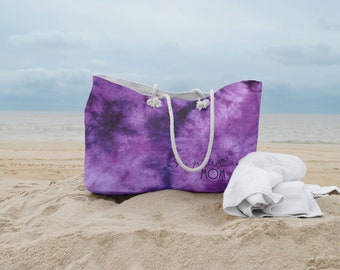 Beach Bag, Tie Dye Bag, Large Tote, Shoulder Bag, Oversize Tote, Gift for Mom, Purple Bag, Summer Tote