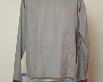 Caro - gray checked shirt with white lines and brown cuffs, made in Germany, top for men and women,