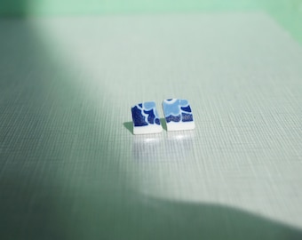 Blue porcelain earrings