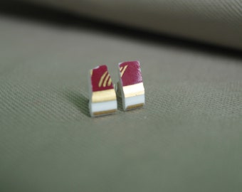 Winered - porcelain stud earrings