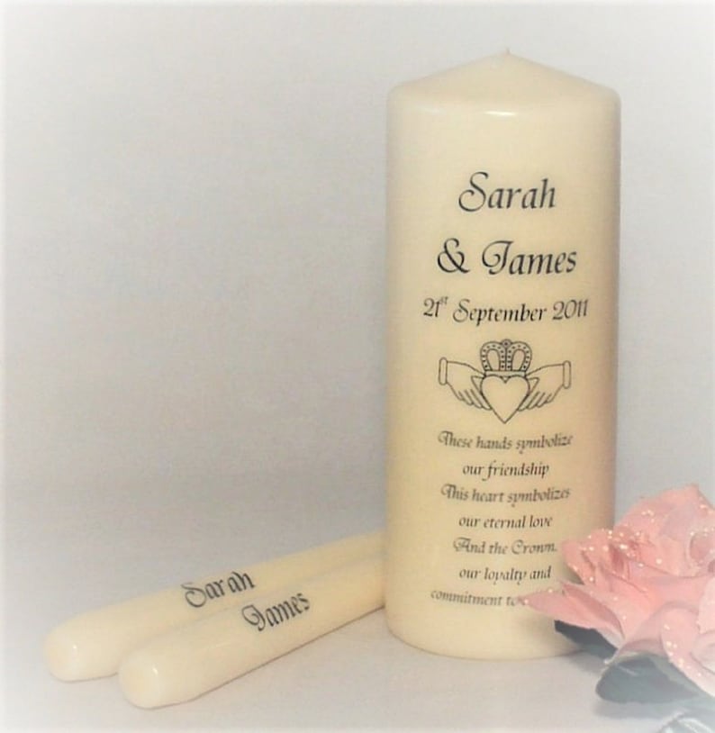 Love Birds Personalized Unity Candle Ceremony White or Ivory Wedding Candles