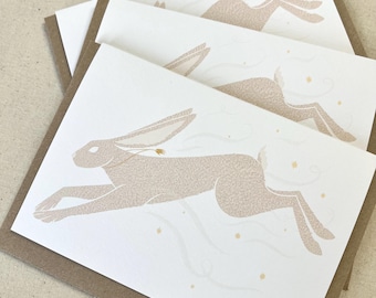 Tarjeta de felicitación ilustrada A6 de Isobel Gowdie/Bruja escocesa/Liebre (folclore)