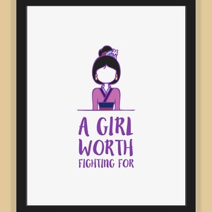 Princess Typography A Girl worth fighting for 8x10 print poster nursery girl decor