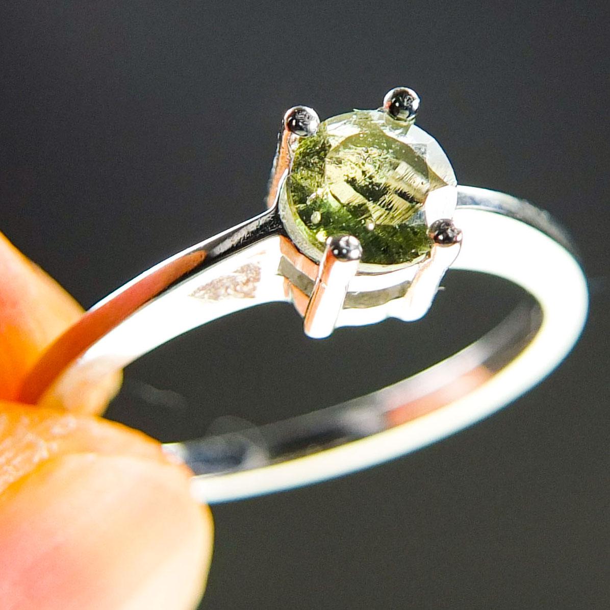 Moldavite Silver Ring CERTIFIED
