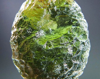 Rare Moldavite with big open bubble - Boulder shape - CERTIFIED