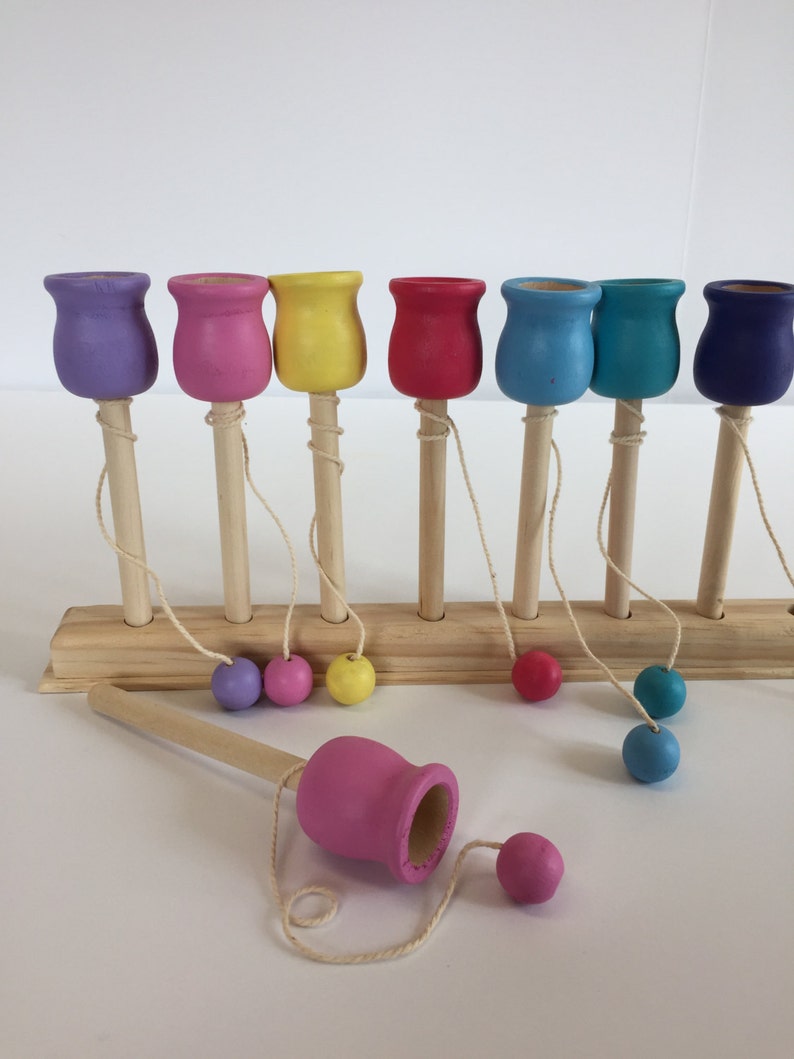 Toy Wooden Cup and Ball Toss Game Wooden Game Etsy
