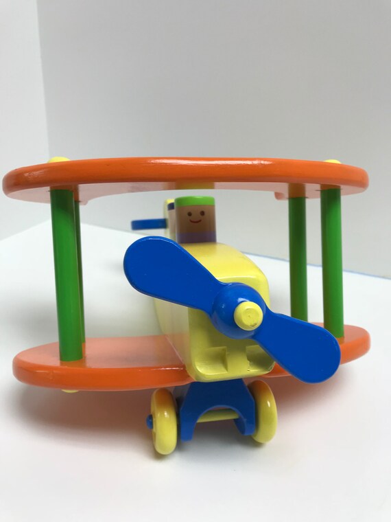 Bi Plane Toddler Wooden Toy | Etsy Wooden Airplane Children's Table Lamp