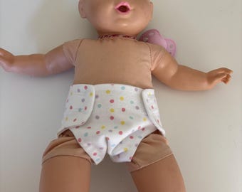 13 Inch Doll Diaper, Flannel Reversible Cloth Diaper