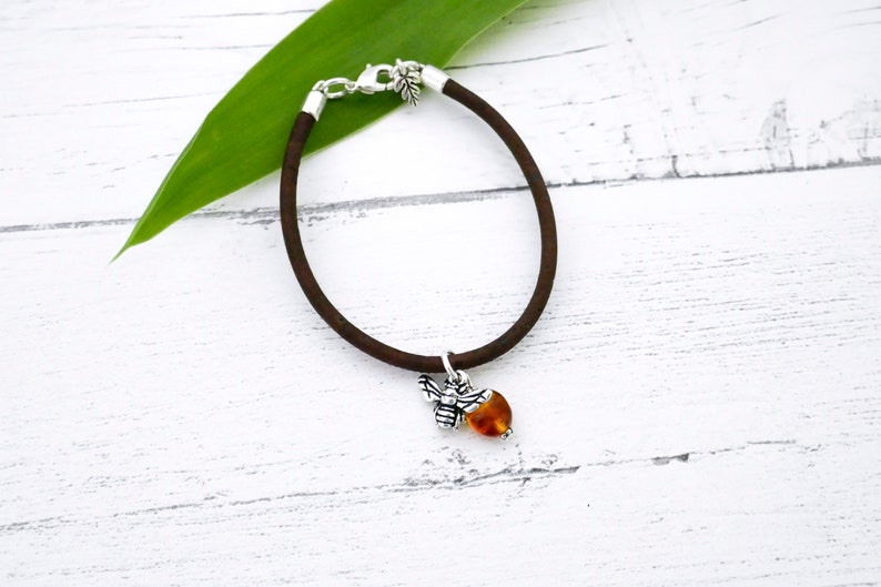Amber Bumble Bee Cork Bracelet Vegan Cork Jewellery