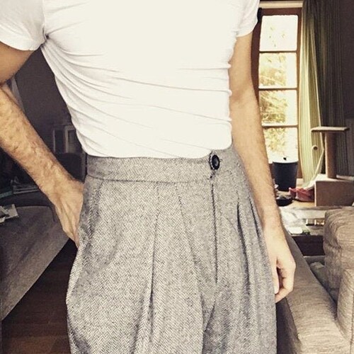 mens high waisted wide leg trousers