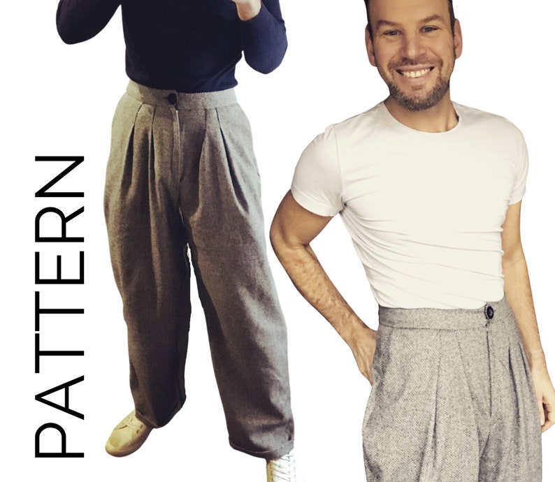 Men's High Waisted Trousers Sewing Pattern Print at Etsy