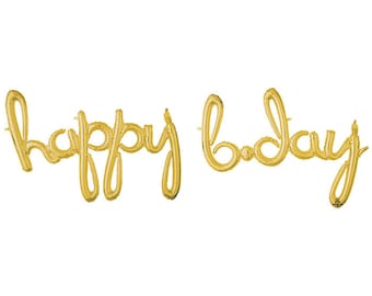 Happy Birthday Gold party balloons / birthday party balloons/ gold balloons / Gold script happy birthday balloon/ script balloon