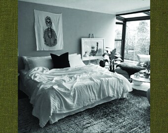 Caddy Green Linen Coverlet - 100% Natural Flax Linen Fabric - Solid Green Bedspread - Made to Order in the USA - Soft Bedding