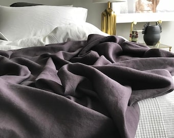 Dusty Purple Linen Duvet Cover - Modern Bedding - Made to Order in the USA