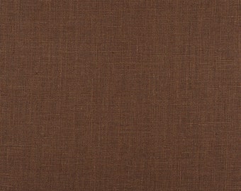 True Brown Washed Linen Fabric -Fabric By The Yard -100% Linen - Solid Brown Linen -Washed Linen