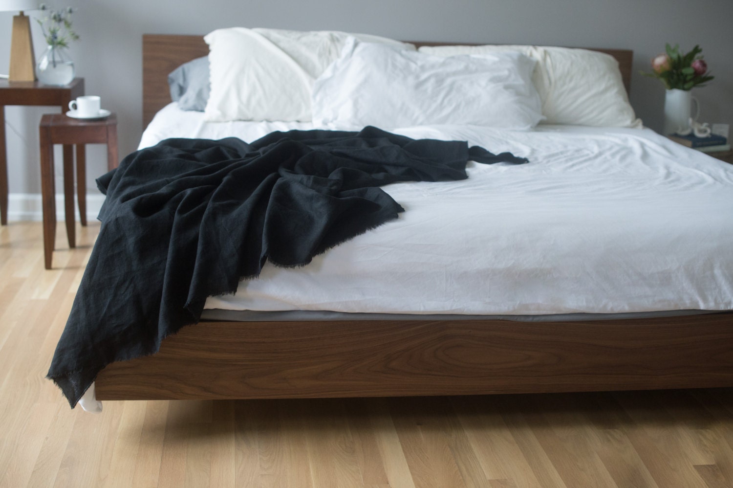 XL Black Linen Throw Blanket Solid Black Blanket Made to Etsy