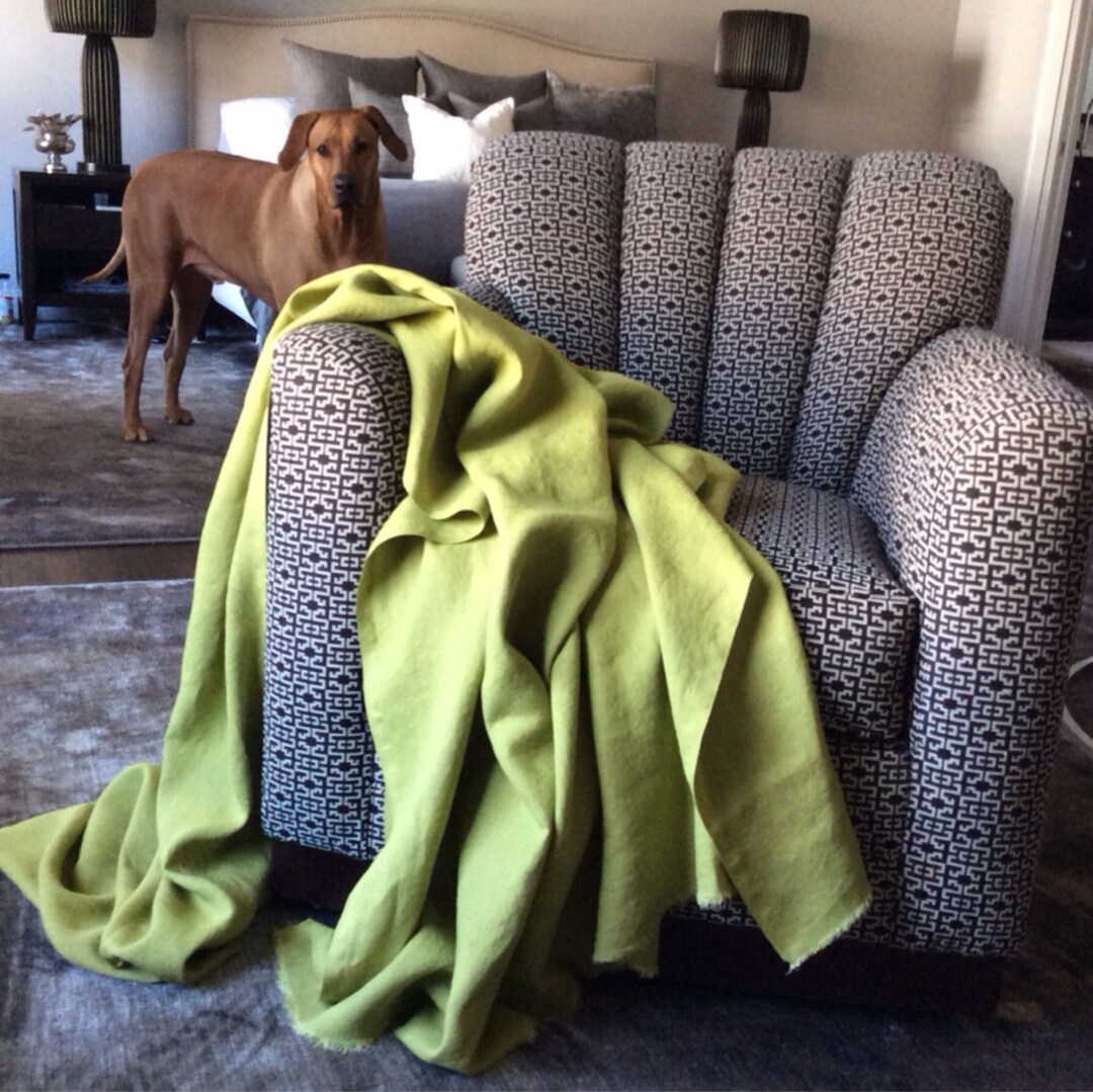 Tropical Green Linen Throw Classic Blanket Solid Green Blanket summer