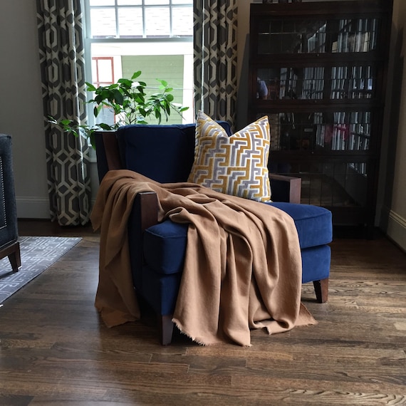 Linen Throw Blanket XL Tan Solid Khaki Blanket Made to Order in the USA Living Room and Bedroom Soft Bedding Etsy UK