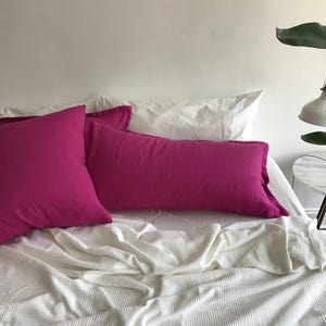 Pair of Magenta Linen Shams Tailored Bedding Modern Cheerful Bedding Made to Order in the USA image 1