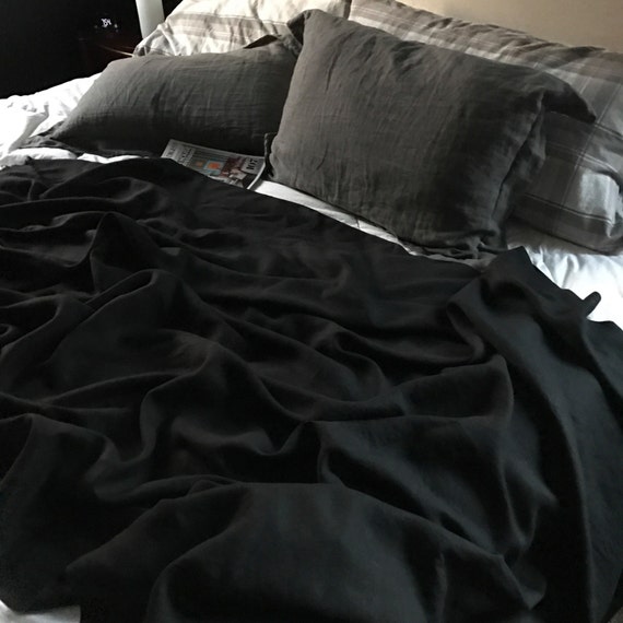 Black linen throw blanket hotsell